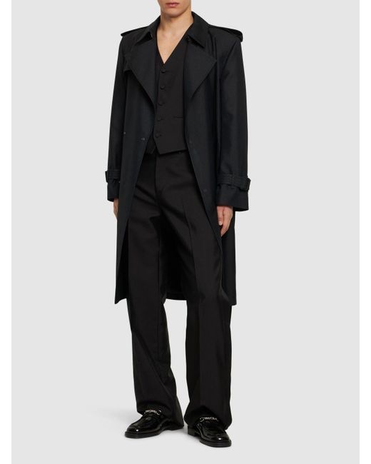 Burberry Black Tuxedo Wool & Silk Pants for men