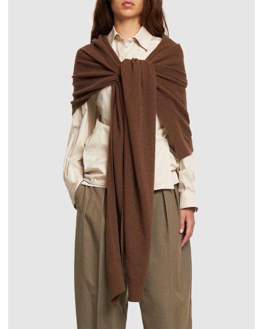 Lemaire Brown Wool Blend Wrap Scarf
