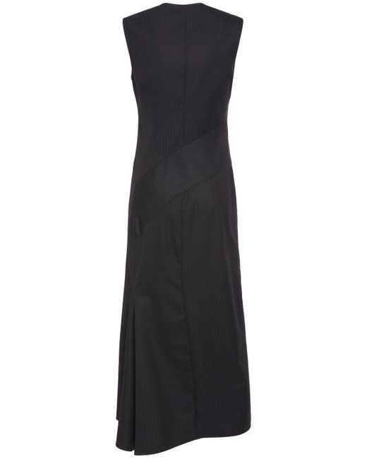 Alexander McQueen Black Pinstripe Wool Midi Dress