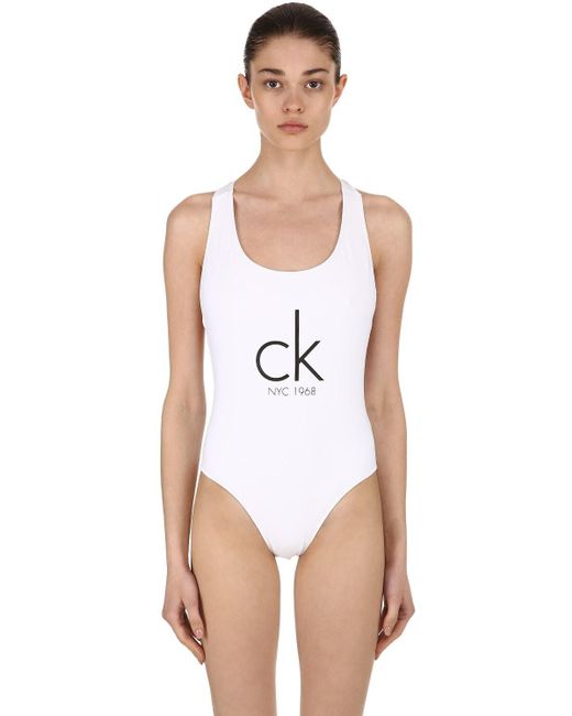 Calvin Klein White Cheeky Racerback One Piece Swimsuit