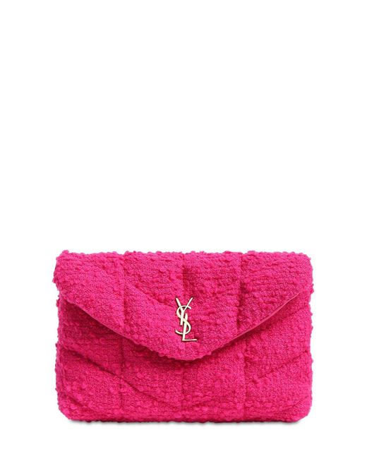 Saint Laurent Pink Loulou Small Puffy Tweed Pouch