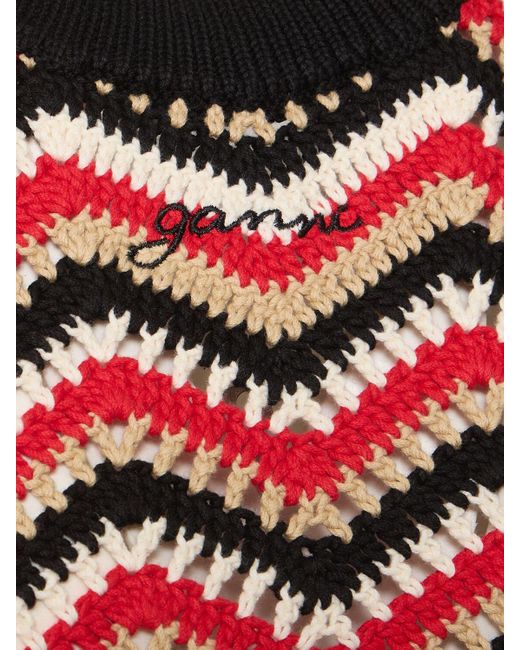 Gilet in cotone crochet di Ganni in Red