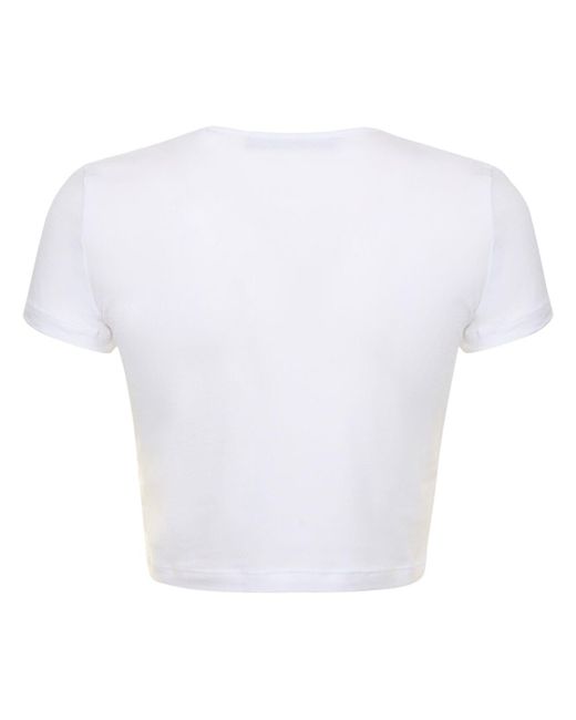ROTATE BIRGER CHRISTENSEN White Cropped Cotton Blend T-Shirt
