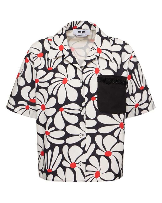 Mujer Camisa De Mezcla De Algodón Estampada MSGM de color White