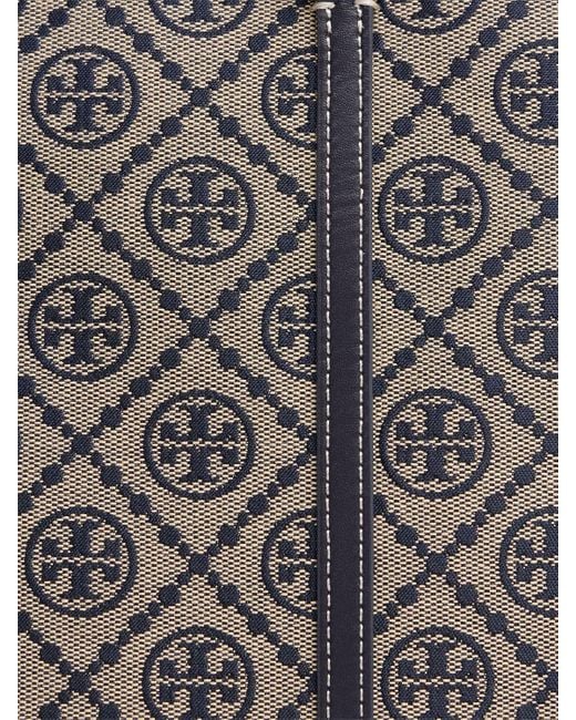 Tory Burch Gray Damen Kleine Canvas-Tote Mit T-Monogramm