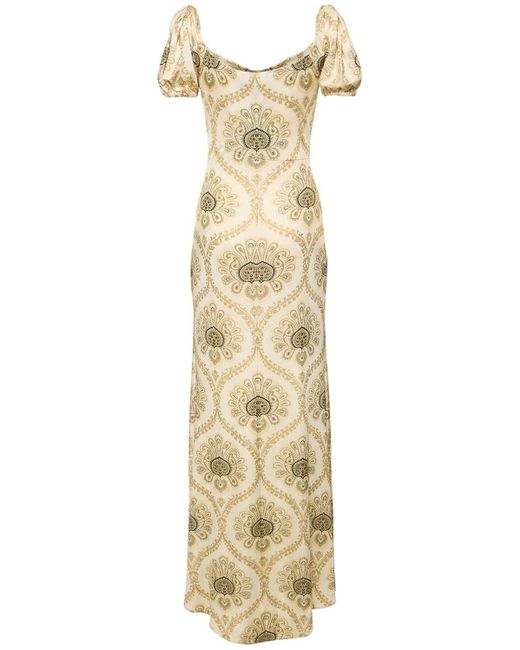 Etro Metallic Printed Viscose Jersey Long Dress