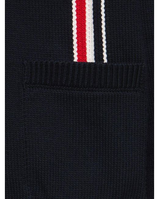 Thom Browne Blue Relaxed Fit Intarsia Cardigan for men