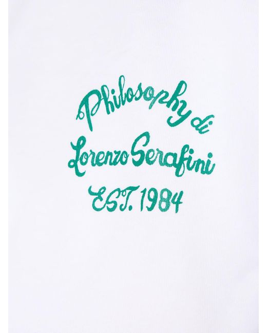 Camiseta cropped de algodón con logo Philosophy Di Lorenzo Serafini de color White