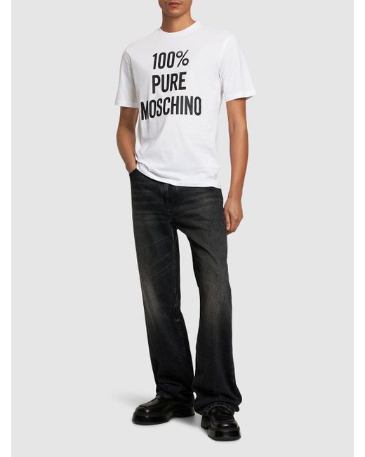 Moschino T-shirt Aus Baumwolle "100% Pure " in White für Herren
