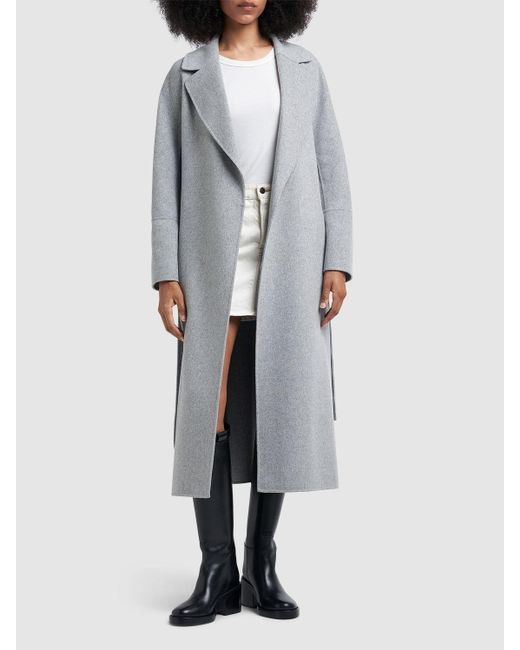 Abrigo largo elisa de lana con cinturón Max Mara de color Gray