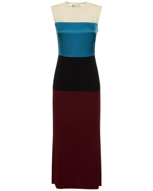 Tory Burch Red Colorblock Wool Midi Dress