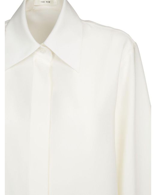 Malvina silk crepe bat sleeve blouse The Row de color White