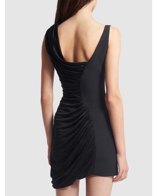 Versace Black Draped Jersey Mini Dress