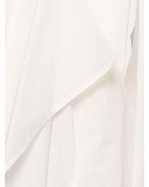 Yohji Yamamoto White Sleeveless Asymmetric Draped Cotton Top
