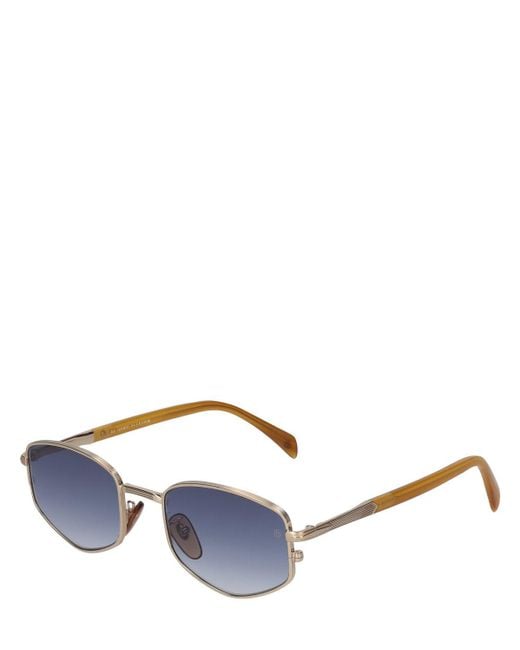 David Beckham Blue Db Oval Aviator Metal Sunglasses for men