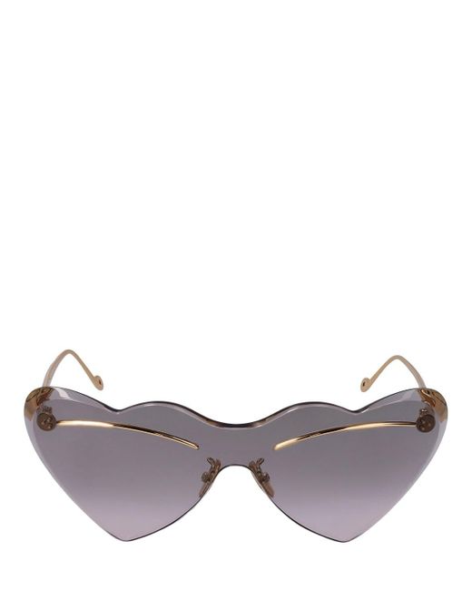 Loewe Paulas Ibiza Heart Frameless Sunglasses In Metallic Lyst Uk 2249