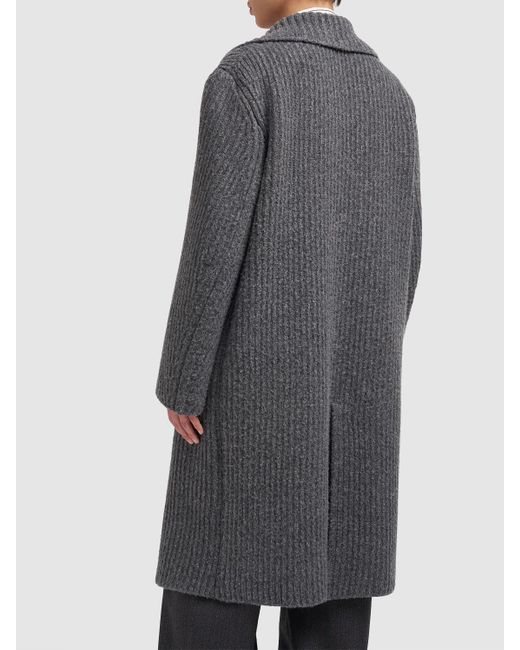 Bottega Veneta Gray Felted Wool Knitted Coat for men