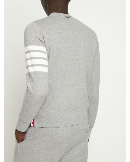 Sweat-shirt en coton intarsia Thom Browne pour homme en coloris Gray