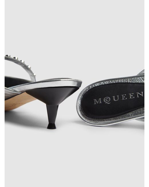 Alexander McQueen White Leather Mules W/ Studs