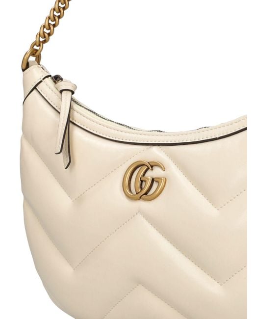 Gucci Natural Small gg Marmont Leather Shoulder Bag