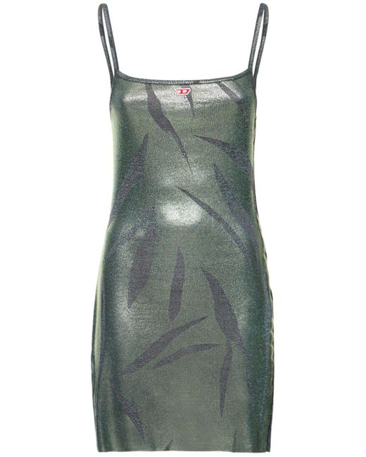 DIESEL Green M-areah Metallic Knit Mini Dress