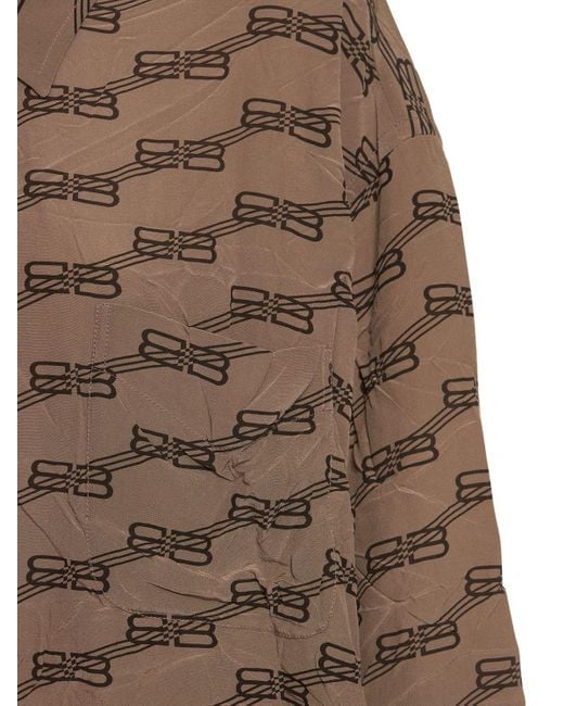 Balenciaga Brown Monogram Logo Printed Pajama Shirt