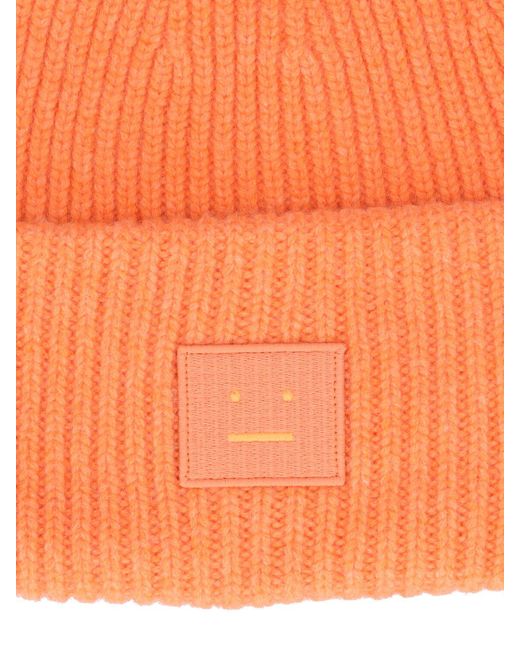 Gorro beanie de lana Acne de hombre de color Orange