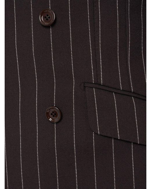 Dolce & Gabbana Black Pinstriped Double Breasted Wool Blazer for men