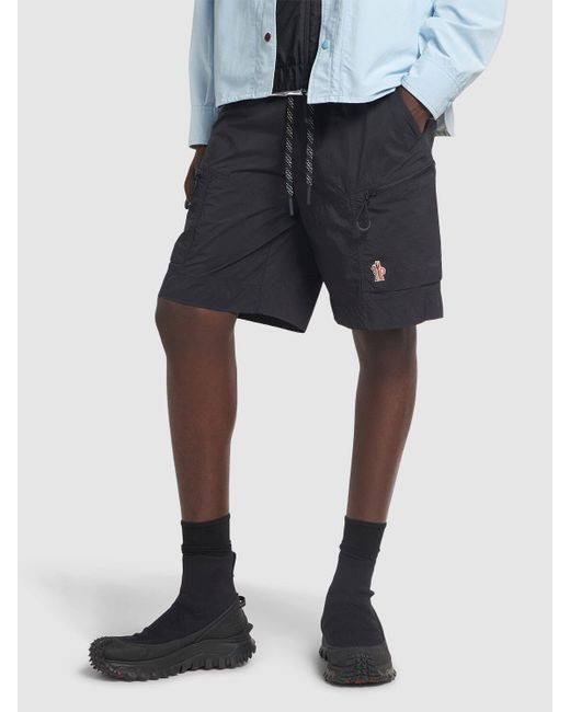 3 MONCLER GRENOBLE Black Ripstop Nylon Shorts for men