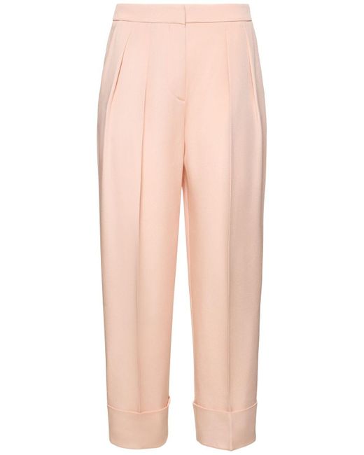 Giorgio Armani Pink Glittered Silk Pleated High Waist Pants