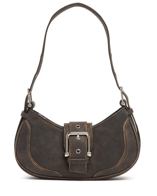 OSOI Brown Hobo Brocle Leather Shoulder Bag