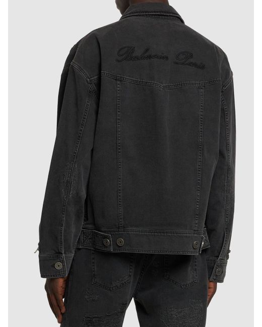 Balmain Black Regular Cotton Denim Jacket for men
