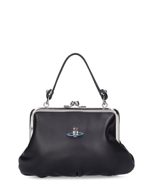 Vivienne Westwood Black Granny Frame Leather Top Handle Bag