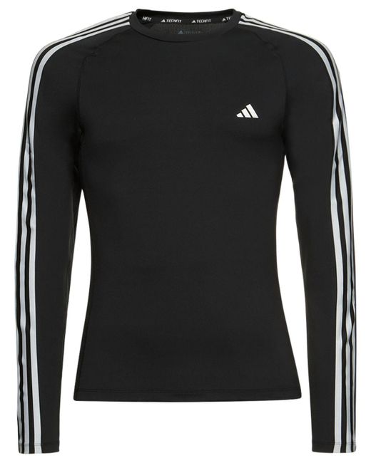 メンズ Adidas Originals 3 Stripes 長袖tシャツ Black