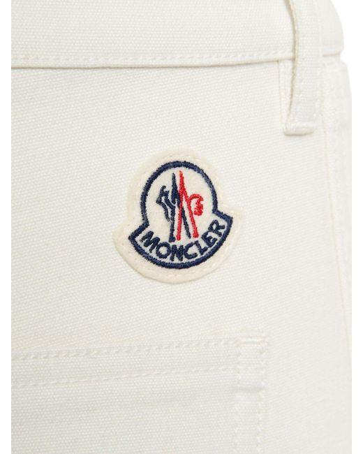 Soft cotton blend canvas pants di Moncler in White da Uomo
