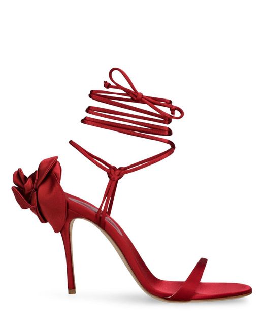 Magda Butrym Red Lvr Exclusive Satin Sandals W/roses