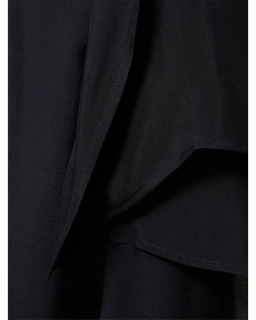 Jupe longue asymétrique en sergé de soie medi Ann Demeulemeester en coloris Black