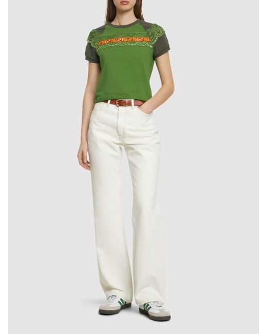 Cormio Green Boah Cotton Jersey Raglan T-shirt W/lace