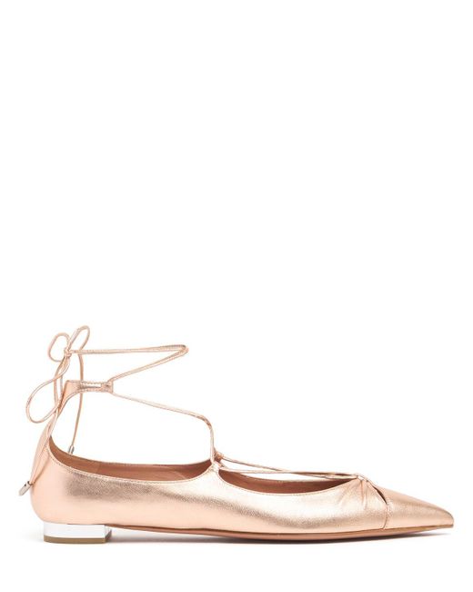 Aquazzura Gabi メタリックレザーフラットシューズ 10mm Pink