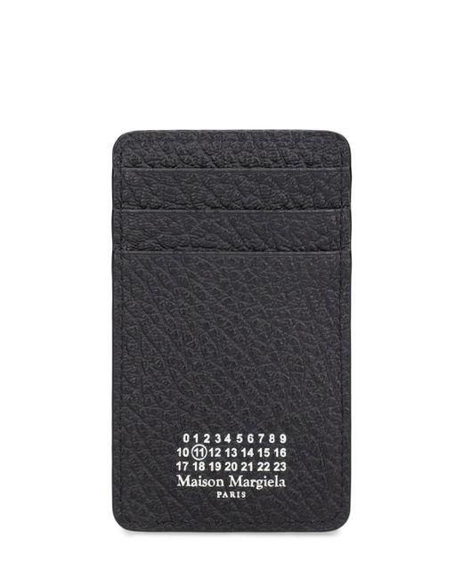 Maison Margiela Black Grainy Leather Vertical Card Holder for men