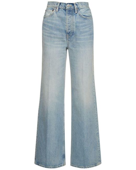 Jeans larghi vita alta 70's in cotone di Re/done in Blue
