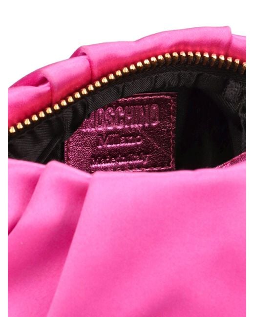 Moschino Pink Mini Schultertasche Aus Satin Mit Kristalllogo