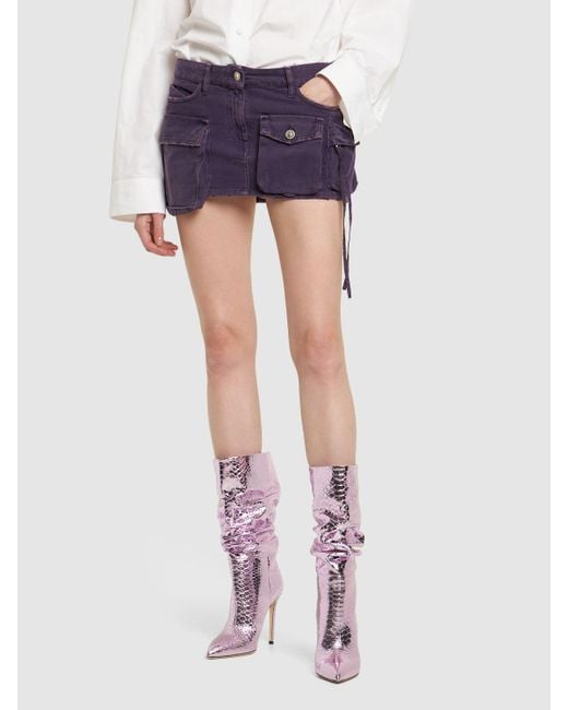 Paris Texas Purple 105mm Hohe Stiefel Aus Leder Mit Druck