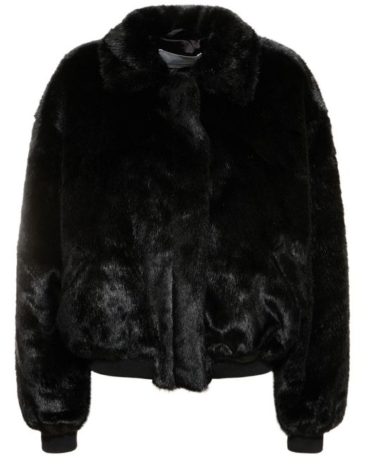 Frankie Shop Pam Faux Fur Bomber Jacket in Black | Lyst