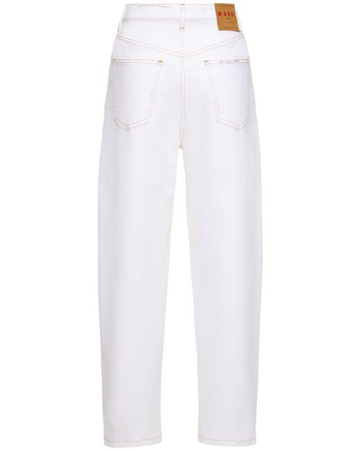 Jeans rectos de denim stretch Marni de color White