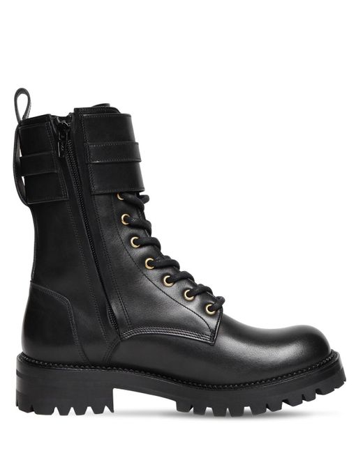 Versace 40mm Leather Combat Boots in Black - Lyst