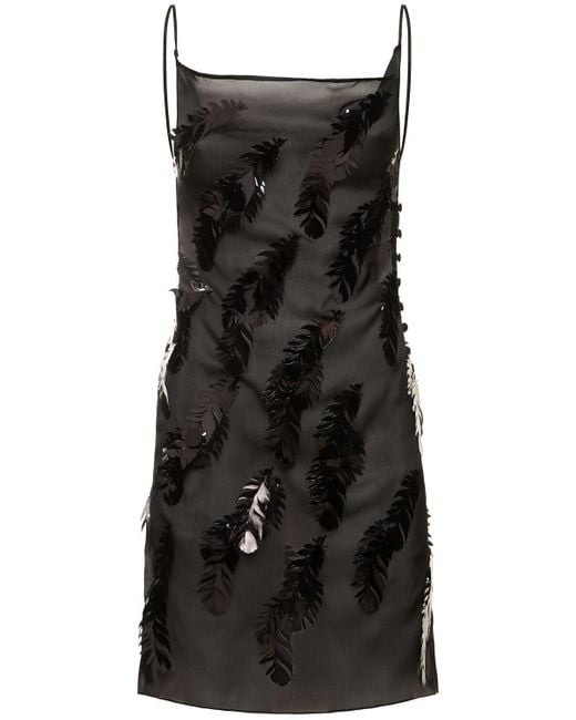 Coperni Black Embellished Mini Slip Dress