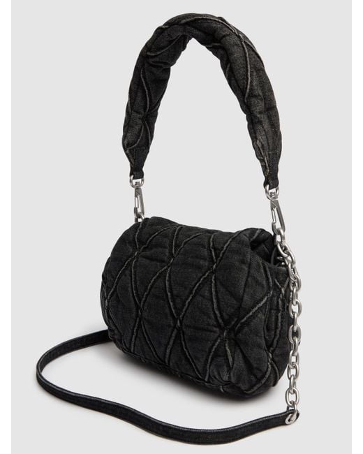 DIESEL Black Kleine Denim-schultertasche Mit Anhängern