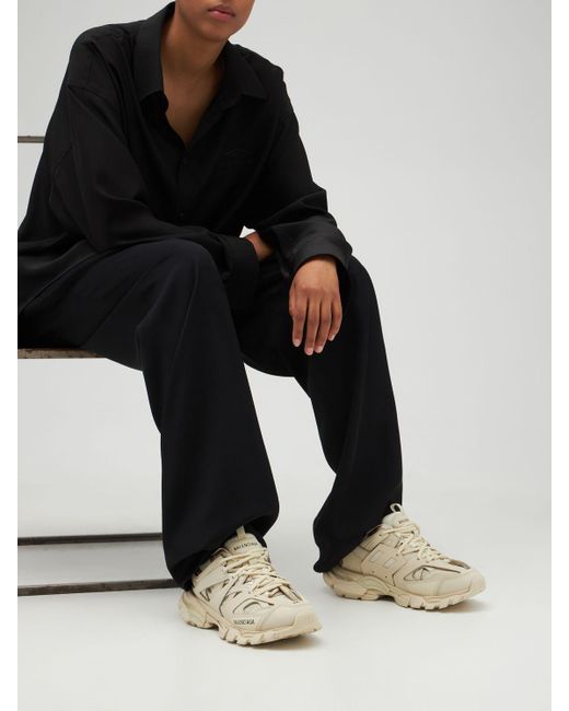 Sneakers Track In Similpelle E Mesh 30mm di Balenciaga in Natural