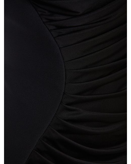 Vestido corto de jersey drapeado Versace de color Black